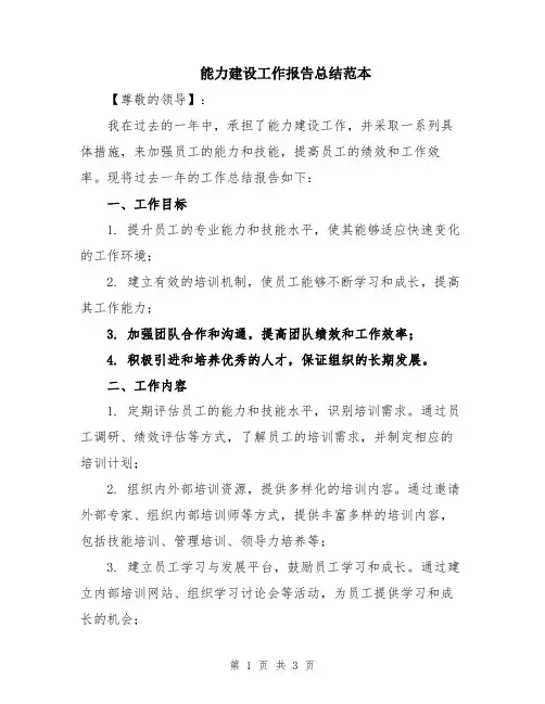 能力建设工作报告总结范本