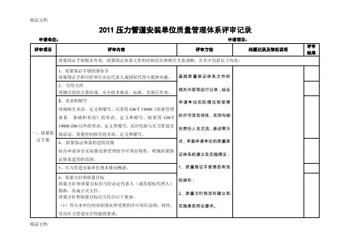 2压力管道安装改造维修质量管理体系评审记录 .