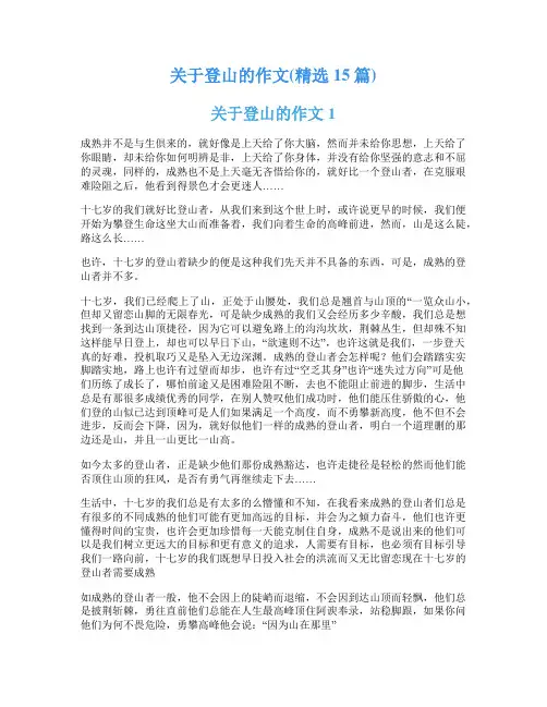 关于登山的作文(精选15篇)
