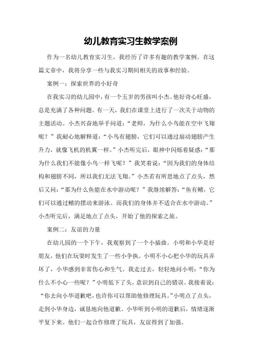 幼儿教育实习生教学案例