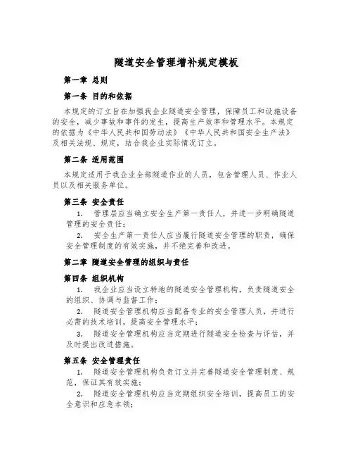 隧道安全管理补充规定模板