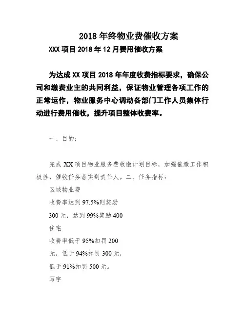 2018年终物业费催收方案
