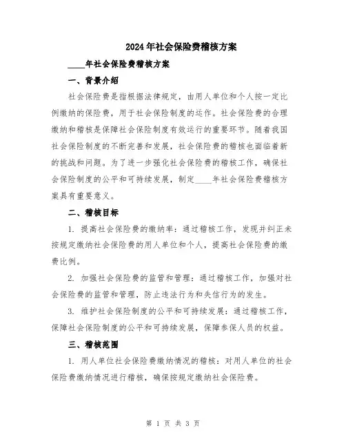 2024年社会保险费稽核方案