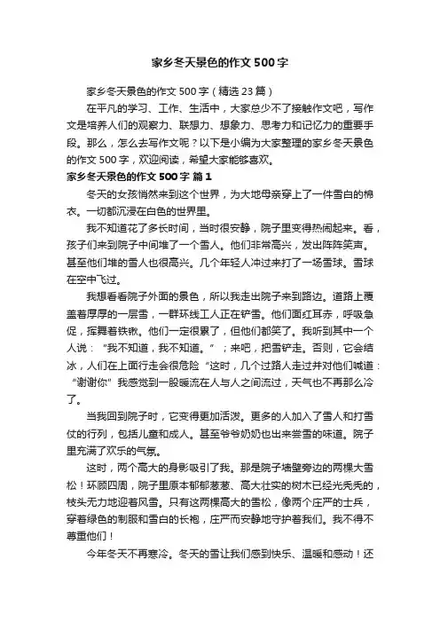 家乡冬天景色的作文500字（精选23篇）