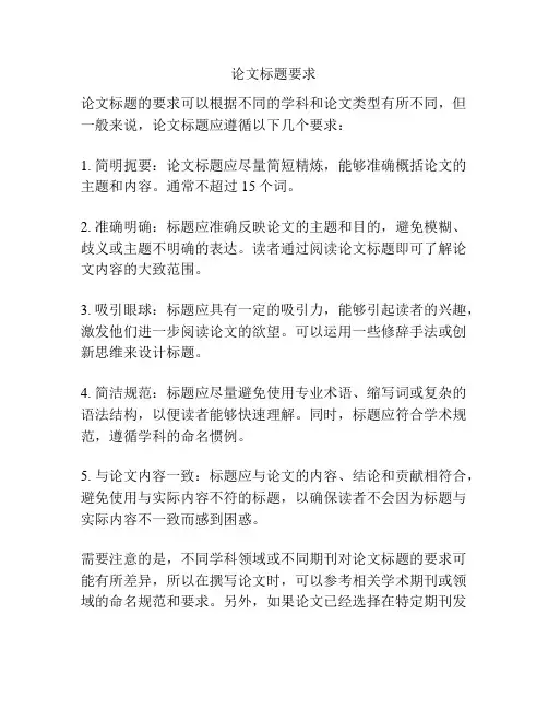 论文标题要求