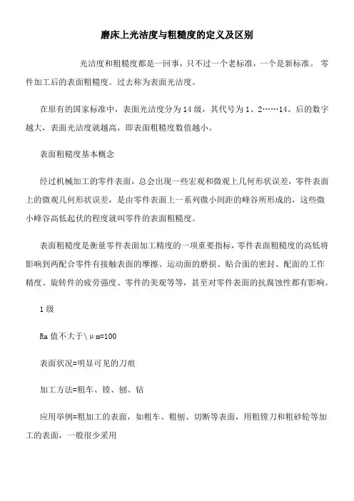 磨床上光洁度与粗糙度的定义及区别
