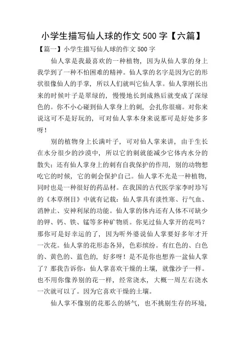 小学生描写仙人球的作文500字【六篇】