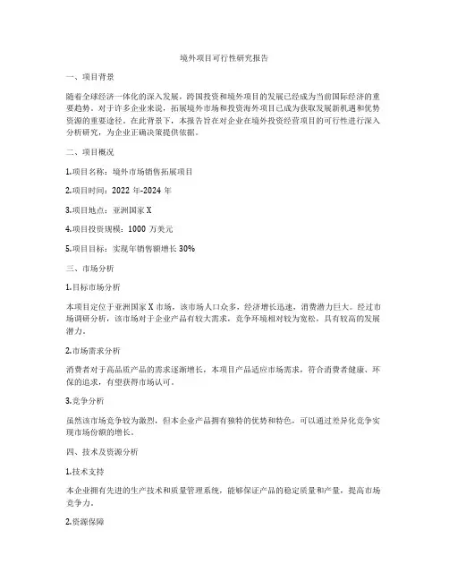 境外项目可行性研究报告