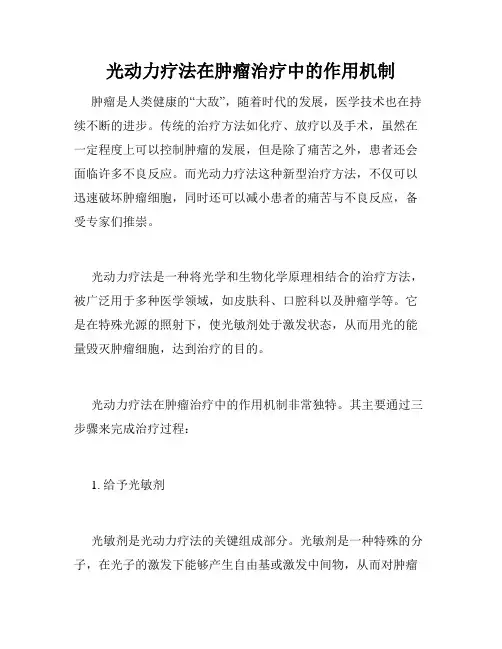 光动力疗法在肿瘤治疗中的作用机制