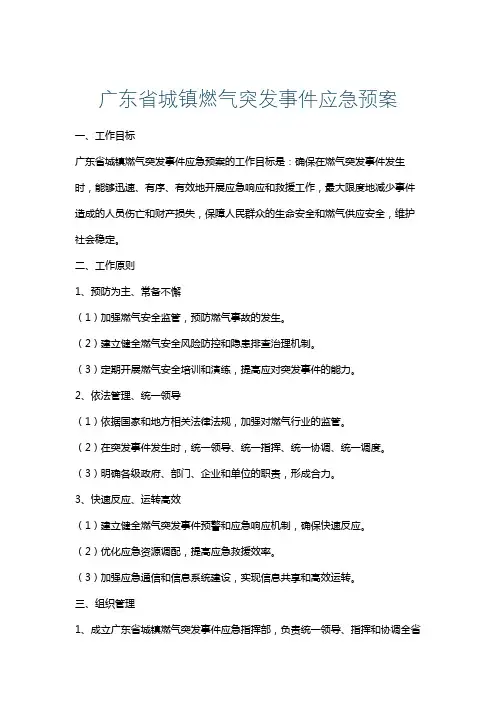 广东省城镇燃气突发事件应急预案