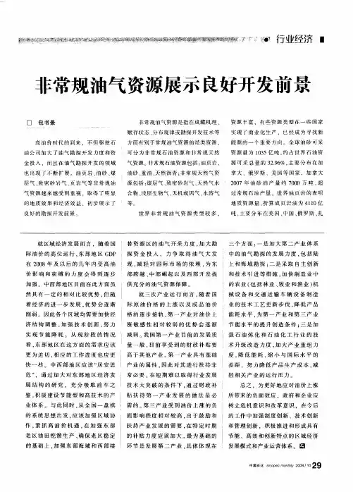 非常规油气资源展示良好开发前景