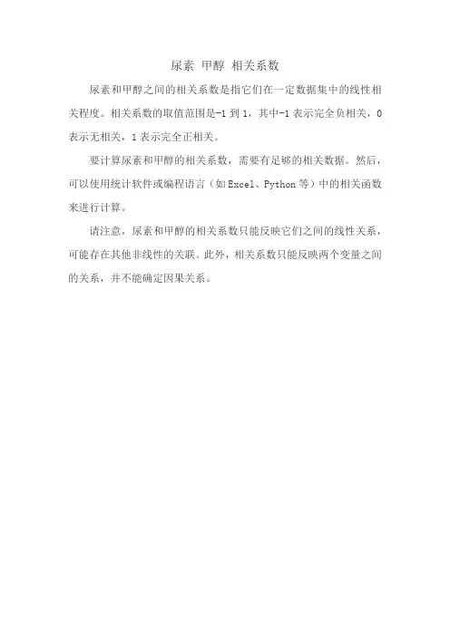 尿素 甲醇 相关系数