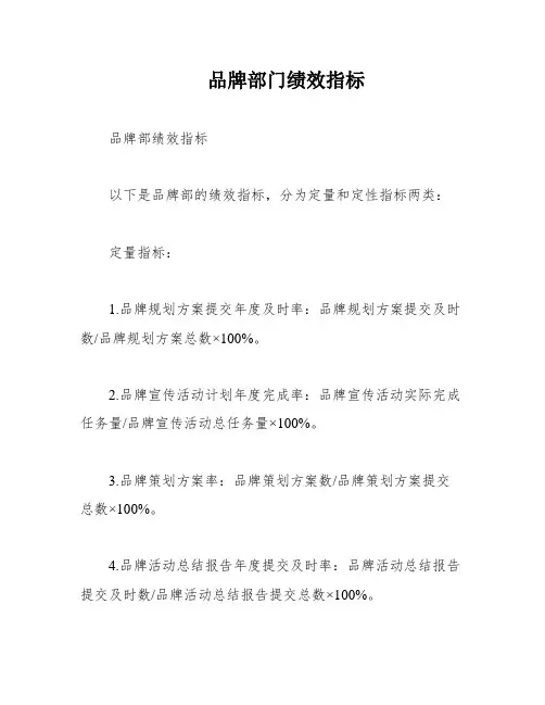品牌部门绩效指标