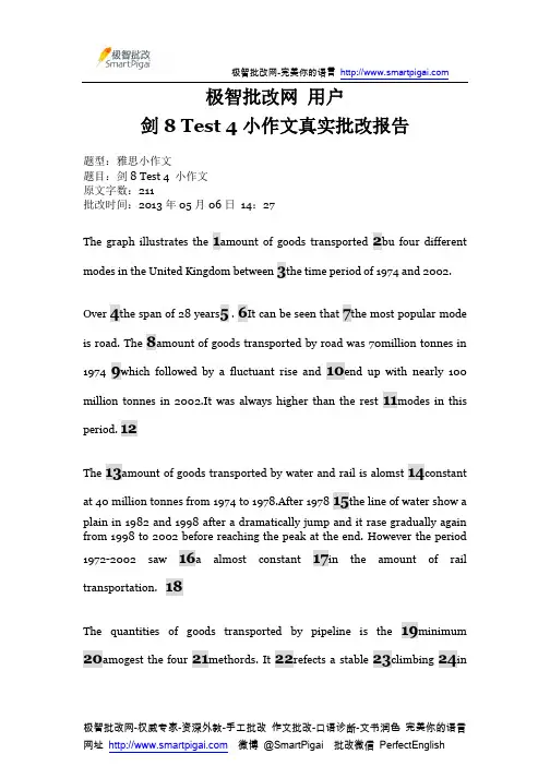 极智批改网 用户 剑8 Test4小作文真实批改报告