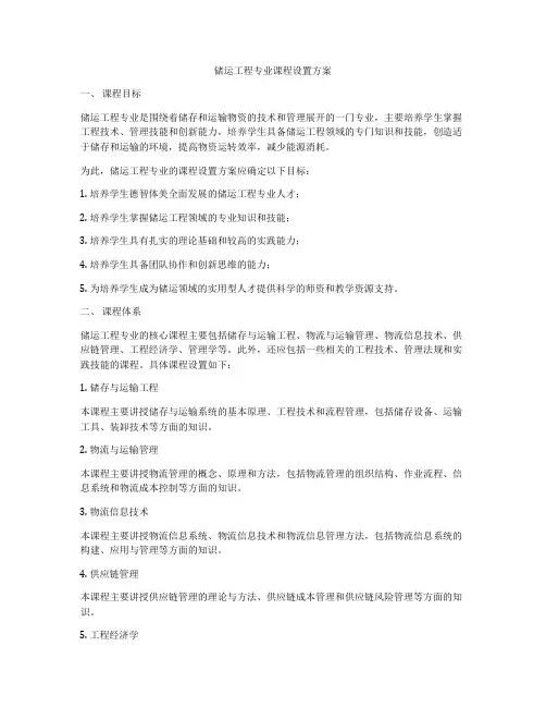 储运工程专业课程设置方案