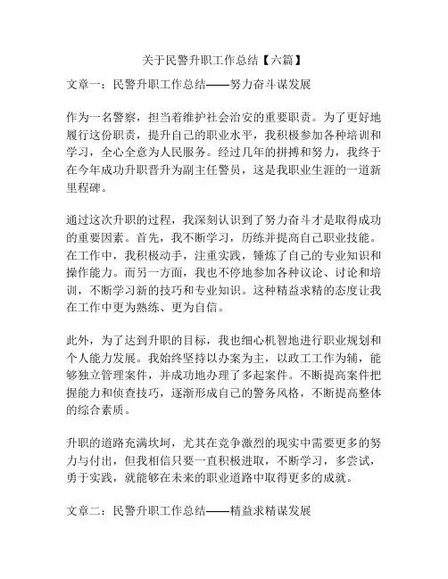 关于民警升职工作总结【六篇】