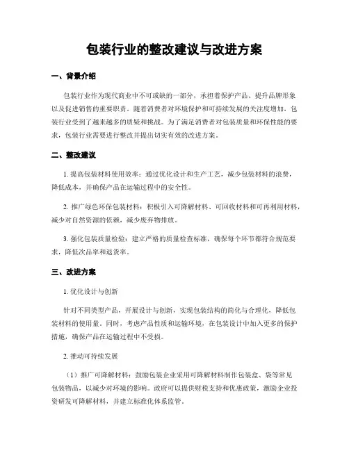 包装行业的整改建议与改进方案
