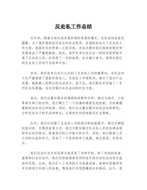 反走私工作总结