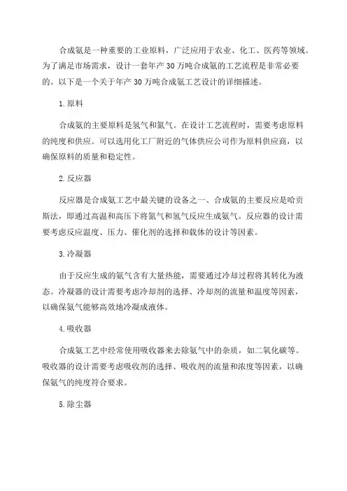 年产30万吨合成氨工艺设计