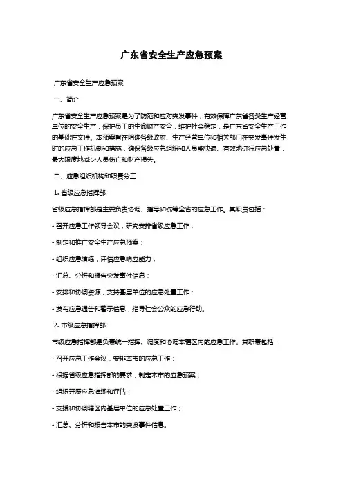 广东省安全生产应急预案