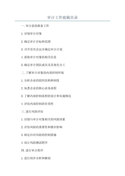 审计工作底稿目录