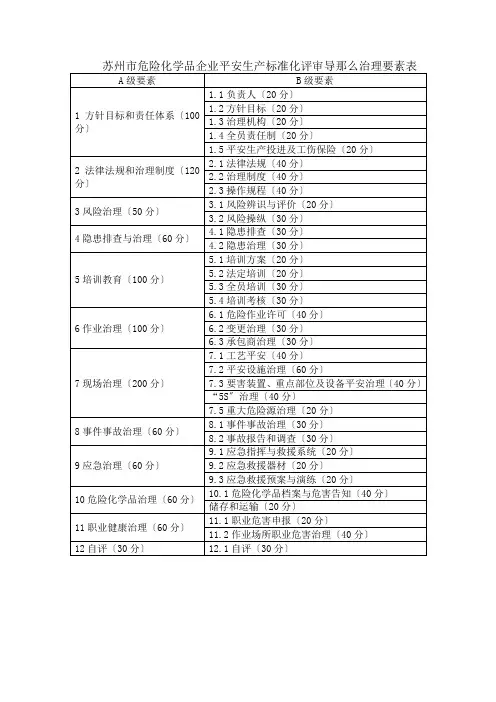苏州市危险化学品企业安全生产标准化评审导则(带储存设