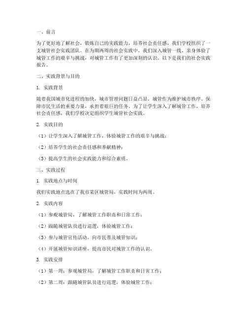 学生城管社会实践报告