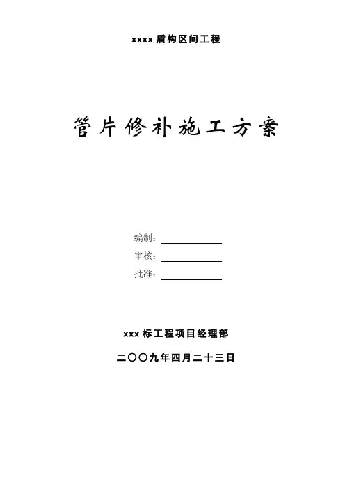 管片修补方案