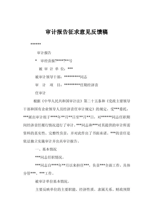 审计报告征求意见反馈稿
