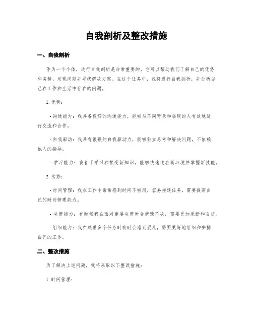 自我剖析及整改措施