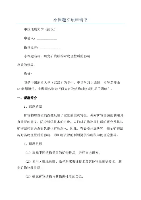 小课题立项申请书