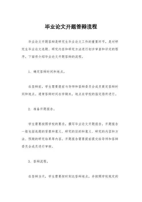 毕业论文开题答辩流程
