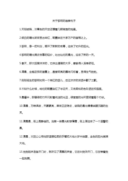 关于黎明的唯美句子