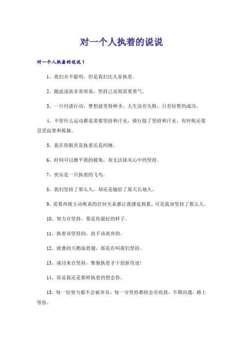 对一个人执着的说说