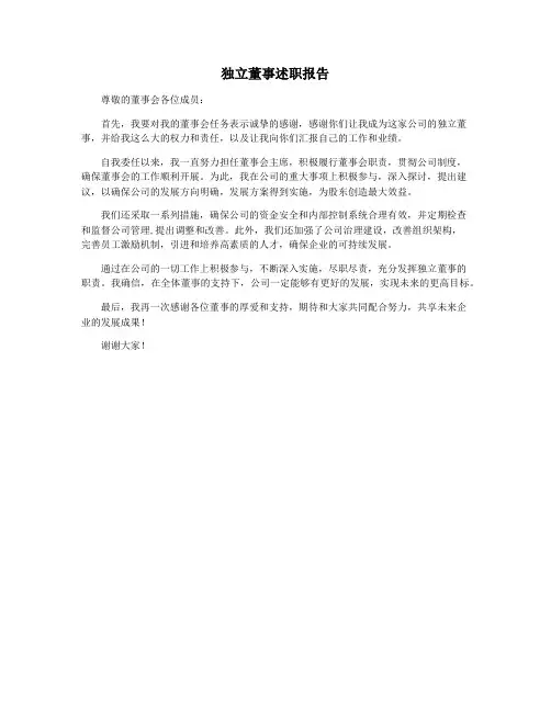 独立董事述职报告