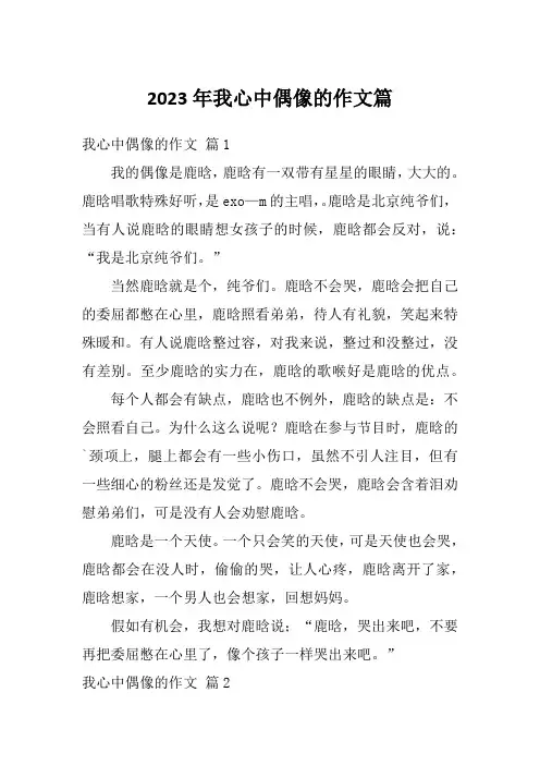 2023年我心中偶像的作文篇