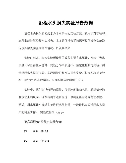 沿程水头损失实验报告数据