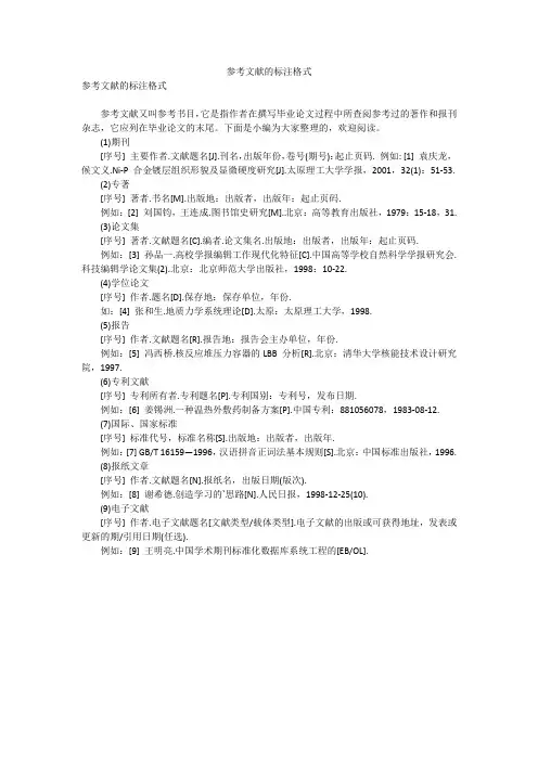 参考文献的标注格式