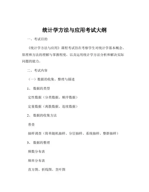 统计学方法与应用考试大纲