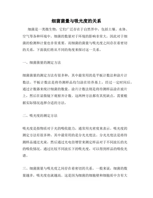 细菌菌量与吸光度的关系