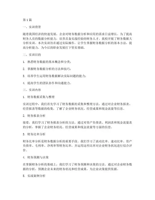 财务数据大分析实训报告(3篇)