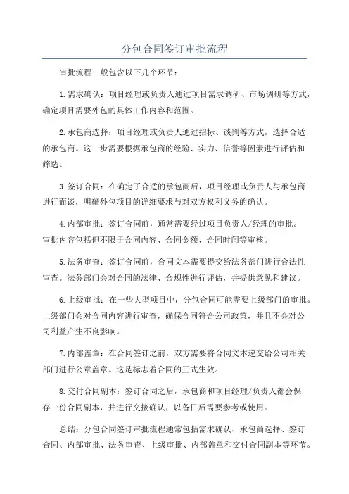 分包合同签订审批流程