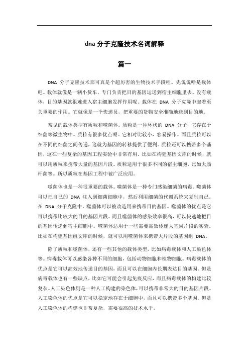 dna分子克隆技术名词解释