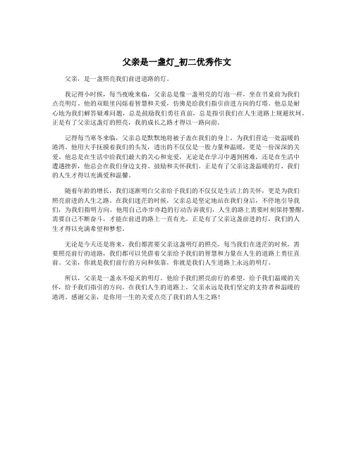 父亲是一盏灯_初二优秀作文