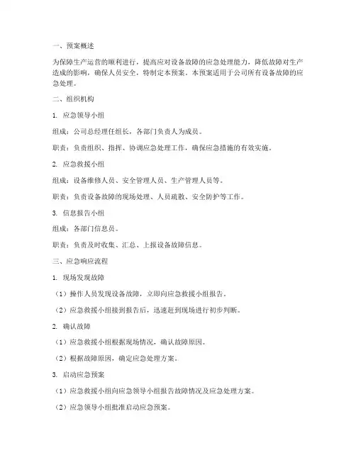 设备故障紧急预案