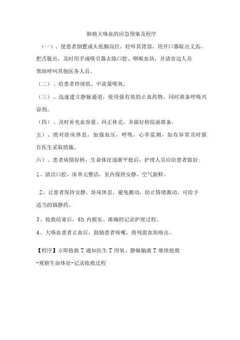 肺癌大咯血的应急预案及程序