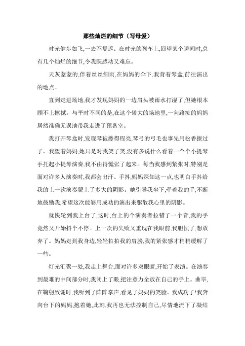 中考满分作文：那些灿烂的细节(写母爱)