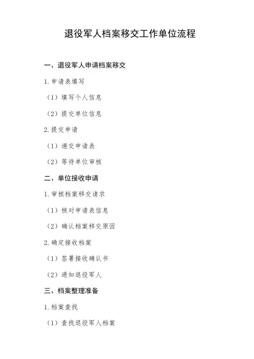 退役军人档案移交工作单位流程