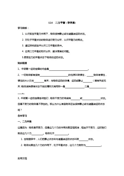 12.6  二力平衡 (导学案)