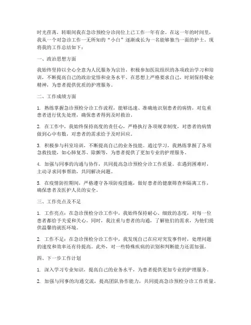 急诊预检分诊个人工作总结